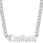 GoldChic JEWELRY Name Necklace Personalized for Men, Womens Custom Name Plate Chain, Stainless Steel Customized Old English Nameplate Choker with Curb Chains Custom, 16 inches to 30 inches