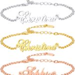Custom Name Bracelet 18K Gold Plated Custom Name Text Adjustable Bracelet, Customized Gift for Women