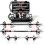 Adjustable Dumbbell Set Home Gym Cast Iron Barbell Sets with Carry Box 44lbs Office Bedroom Workout Dumbbells for Men and Women