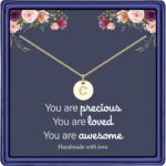 Hidepoo Disc Initial Necklace Gifts for Girls – 14K Gold Filled/Rose Gold/S925 Sterling Silver Disc Initial Necklaces Personalized Birthday Gift Tiny Initial Necklace Jewelry for Girls Women