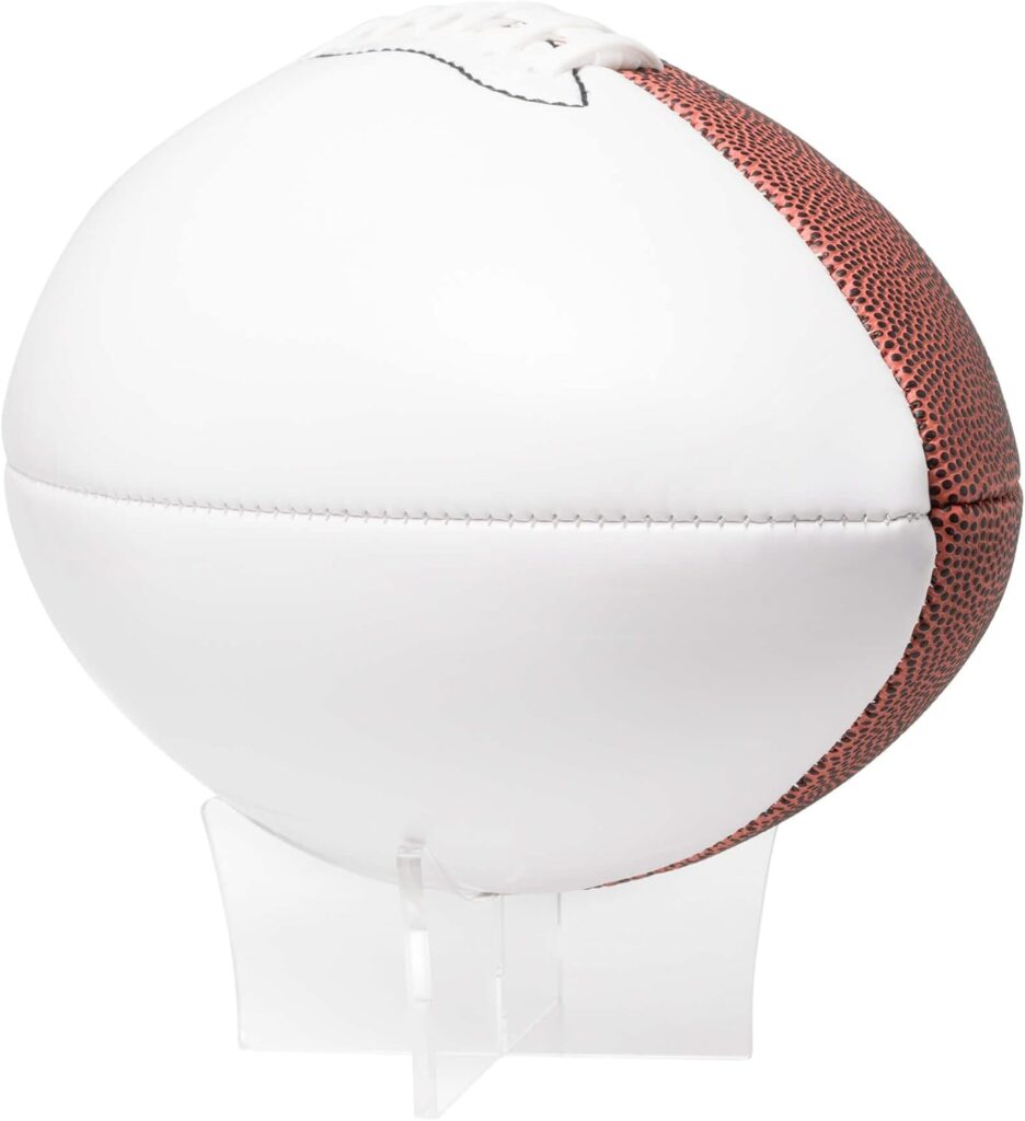 Murray Sporting Goods Autograph Football with Stand – Two White Panels Signature Ready Display Trophy Case Signable Regulation Size Full 12 Inch 3.0