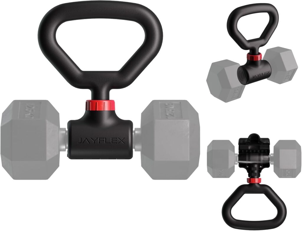 Jayflex Hyperbell Dumbbell Converter – Convert Dumbbells to Barbell Set and Kettlebell for Home Fitness – Adjustable & Up to 200 lb Capacity Weight Barbell for Weight Lifting