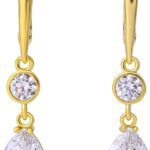 Dangle Earrings for Women, SuiTable for Women, Ladies’ Trendy CZ Earrings, 14K Gold/Silver Plated Dangling Earrings Jewelry, Anti-allergy Hammered Lever-Back Drop, Birthday Gift