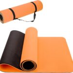 Thick TPE Yoga Mat 8mm, Non-Slip Eco-Friendly Workout Mat with Carrying Strap, Comfortable Fitness Mat for Yoga, Pilates, and Home Exercise (72″x24″)