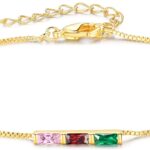 Personalized 1-6 Birthstone Bracelet for Women — Custom Adjustable Dainty Jewelry for Mother’s Day, Birthday, Anniversary & Christmas Gifts