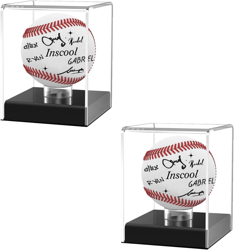 2Pcs Baseball Display Case,Acrylic Baseball Display Cases,UV Protected Baseball Display Cube,Baseball Case for Autographed Baseball,Memorabilia Baseball Clear Display Case (Rounded Base)