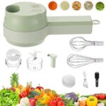 4 In1 Wireless Vegetable Processor Chop Whisk Clean Recharge, Smart Kitchen Appliances Chopper Vegetable Cutter Electric Slicer Ultimate Multifunctional Small Hand Held Food Egg Onion Chopper (1 SET)
