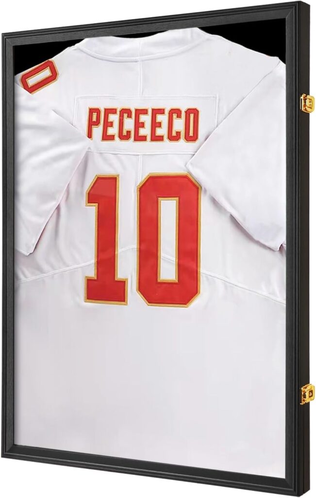 Jersey Frame Display Case Jersey Display Case Jersey Shadow Box with Uv Protection Acrylic and Hanger for Baseball Basketball Football Soccer Hockey Sport Shirt and Uniform