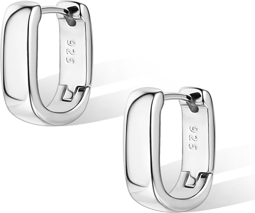 925 Sterling Silver Earrings Small Chunky Silver Earrings for Women Trendy Small Hoop Earrings Silver Hypoallergenic Earrings Small Thick Huggie Hoops Earrings for Jewelry Gifts