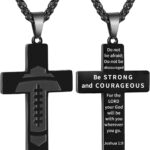 Football Cross Necklace for Boys Men Stainless Steel Bible Verse Pendant with 20+2 Inch Chain First Communion Baptism Religious Sports Jewelry Gift