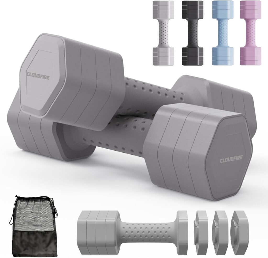 Adjustable Dumbbell Set of 2, 4 in 1 Free Weights Dumbbells Set, Hand Weights for Women at Home, 5 lb Dumbbells Set with Non-slip Comfort Handle for Home Gym Exercise Workout Training