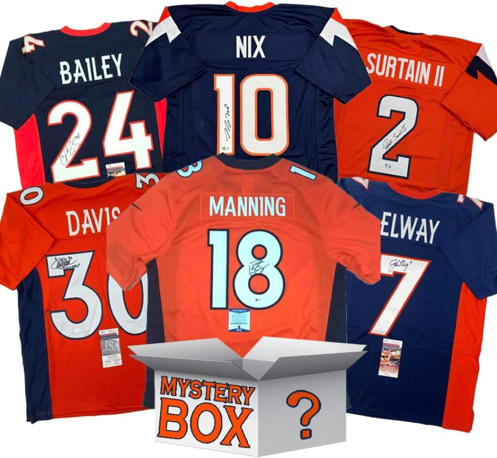 Autographed/Signed Denver Football Jersey Mystery Box with PSA JSA or Beckett COA