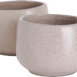 Uaral Cermic Small Coffee Mugs 10 Ounce Cappuccino Mugs Handmade Mug Set with One-finger Handle for Mocca,Latte,Cereal,Yogurt and Beverage,Set of 2(Cream)