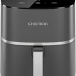 Chefman TurboX 4-in-1 Air Fryer, 5-Quart Airfryer for Extra Crispy Chicken, Fries, Wings, and More, Air Fry, Bake, Reheat, and Frozen Functions, Digital Touch Controls, Dishwasher Safe – Gray