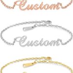 Custom Name Bracelets – 18K Gold Plated Adjustable Personalized Name Anklet Bracelets, Customized Jewelry Gift for Women Girlfriend