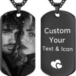 Picture Necklace Personalized Photo – Custom Engraved Text Dog Tags Necklaces, Customized Gifts for Men Women