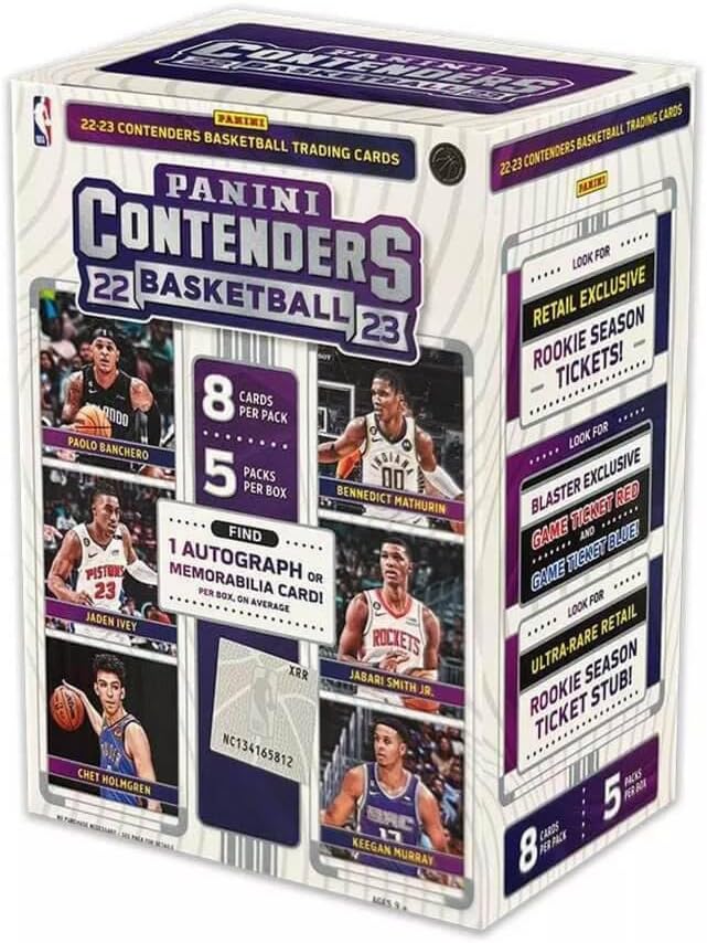 2022-23 Panini Contenders NBA Basketball Blaster Box – 1 Autograph or Memorabilia Card per Box – 40 Trading Cards