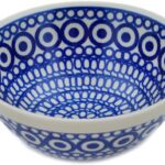 Authentic Polish Pottery Bowl 6-inch in Royal Peacock Eyes Design Handmade in Bolesławiec Poland by Ceramika Artystyczna + Certificate of Authenticity