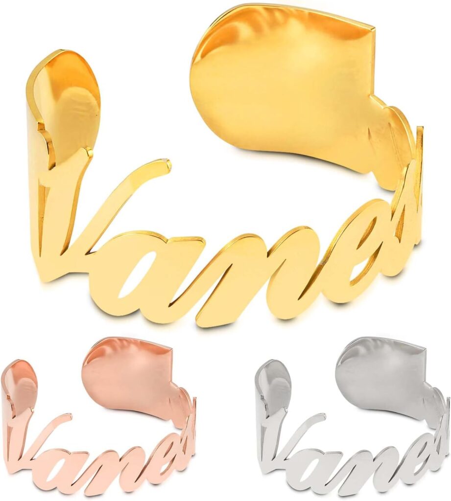 Custom Name Bracelet Personalized Bracelets for Women Stainless Steel Cuff Bangle Bracelets for Women Men Customize Jewelry Gifts for Him Her Couple