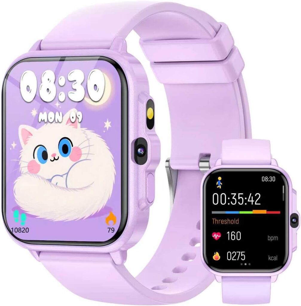Smart Watch for Kids, 1.85″ Fitness Tracker Pedometer Watch, Health, Sleep Monitor, Puzzle Games, Alarm Clock, Camera, Music Player, Torchlight, Activity, Gift Toys for 4 – 13 Years Old Boys and Girls