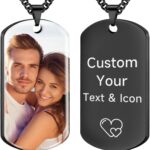 Picture Necklace Personalized Photo – Custom Engraved Text Dog Tags Necklaces, Customized Gifts for Men Women