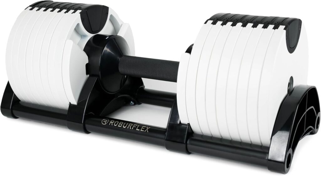 Adjustable Dumbbell (Single) by ROBURFLEX for Workout Strength Training Fitness Home Gym