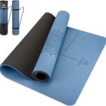 Yoga Mat Non Slip TPE Extra Wide Yoga Mat with Alignment Mark, 72″L x 32″W x 0.32″/0.24″Th (183cm x 80cm x 8mm/6mm), Anti-Tear Exercise Mat with Carrying Strap and Bag, Workout Mats for Yoga, Pilates