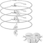 BAUMA AUTO Personalized Puzzle Piece Bracelet Set 2/3/4/5/6 Pcs for Family Love Best Friend Sterling Silver Custom Name Anklet Bracelet BFF Matching Heart Pendant Set