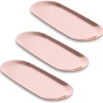 Luxurious Decor with Stainless Steel Jewelry Organizer Candle Decorative Tray – Set of 3, Rose Gold Finish, Versatile Usage, 9 Inch Medium Size