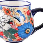 ALMA 2025 Updated Ceramic Coffee Mug 12oz/380ml,Floral Belly Mug for Women,Tea Cup For Mother,Microwave Oven Safe(Wildflower Waltz,Medium)