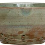 Creative Co-Op Stoneware Berry Bowl with Handles, Aqua Reactive Glaze