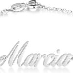 Personalized Name Bracelet or Anklet Bracelet with CZ Birthstone 925 Sterling Silver /10K/14K/18K Custom Names Birthstone Bracelet Anklets Dainty Jewelry Birthday Gifts for Women