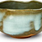 Matcha bowl Chawan, Mino Yaki Pottery Japanese Matcha Tea Cup, Green Tea Cup, Coffee and Soup Cup Made in Japan (Light Blue)