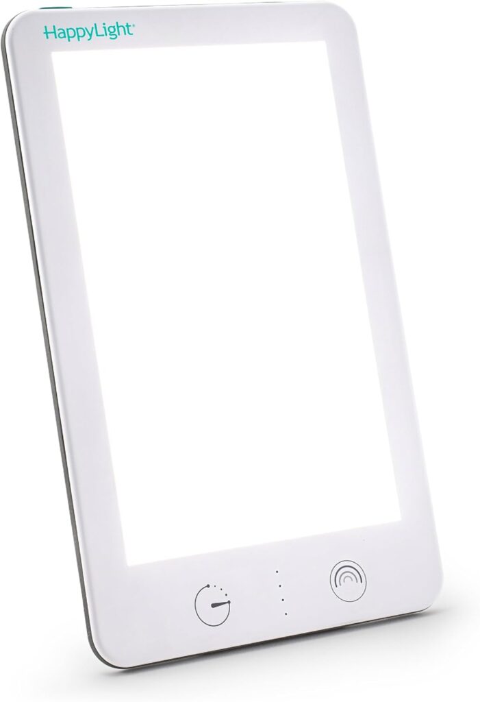 Verilux HappyLight Lumi Plus – Light Therapy Lamp with 10,000 Lux, UV-Free, LED Bright White Light with Adjustable Brightness, Countdown Timer, & Detachable Stand – Boost Mood, Sleep, and Focus