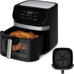 Kitchen Elite Air Fryer Oven with Stainless Steel, 9.5QT Large Airfryer, 9 1-Touch Cooking Presets, 400°F Temp, Large Window, Nonstick, Panel Tilt Friendly, Bake, Roast, Reheat, Dehydrate, 1700W