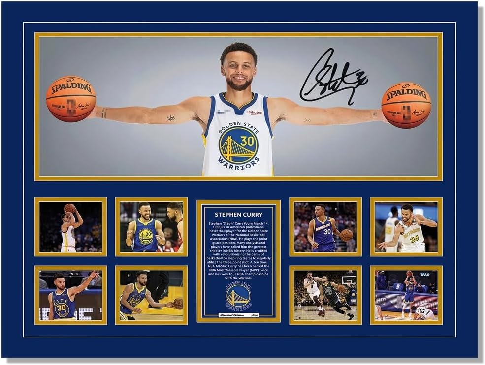 MENKARWHY Stephen Curry Signed Poster For Kids Room Bedroom Wall Decor-Basketball Superstar Posters Canvas Art Print Picture For Teen Boy Fans Birthday D3gifts