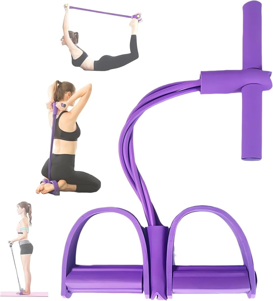 21 Fitness Resistance Bands-4 Tube Pedal Ankle Puller – 2023 New Sit up Leg Stretch Rope Exercise Bands with Handles, Stretching Workout Fitness Bands for Arm Weights Exercise Equipment