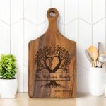callie Personalized Family Cutting Board, Wooden Engraved Cheese Food Serving Tray Platter with Grip Handle, Housewarming Gifts (S, M, L)