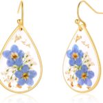 Forget-Me-Not and Queen Anne’s Lace Pressed Wildflower Earrings | Pressed Flower Earrings | Handmade Drop and Dangle Earrings | Gift for Woman