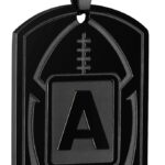 Initial A-Z Dog Tag Necklace for Men – Football Charm Pendant, Stainless Steel Chain 22+2 Inches, Personalized Sports Athletes Jewelry Gift