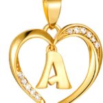 Cicy Bell Womens Heart Initial Necklace for Women 18k Gold Plated Shell Personalized Letter Pendant Necklace 17.7” with 2” Extender
