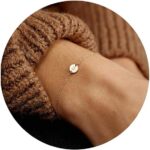Personalized Initial Bracelet, 18K Gold Plated Stainless Steel Letter Bracelet Dainty Coin Charm Bracelet Delicate Disc Name Bracelet for Women