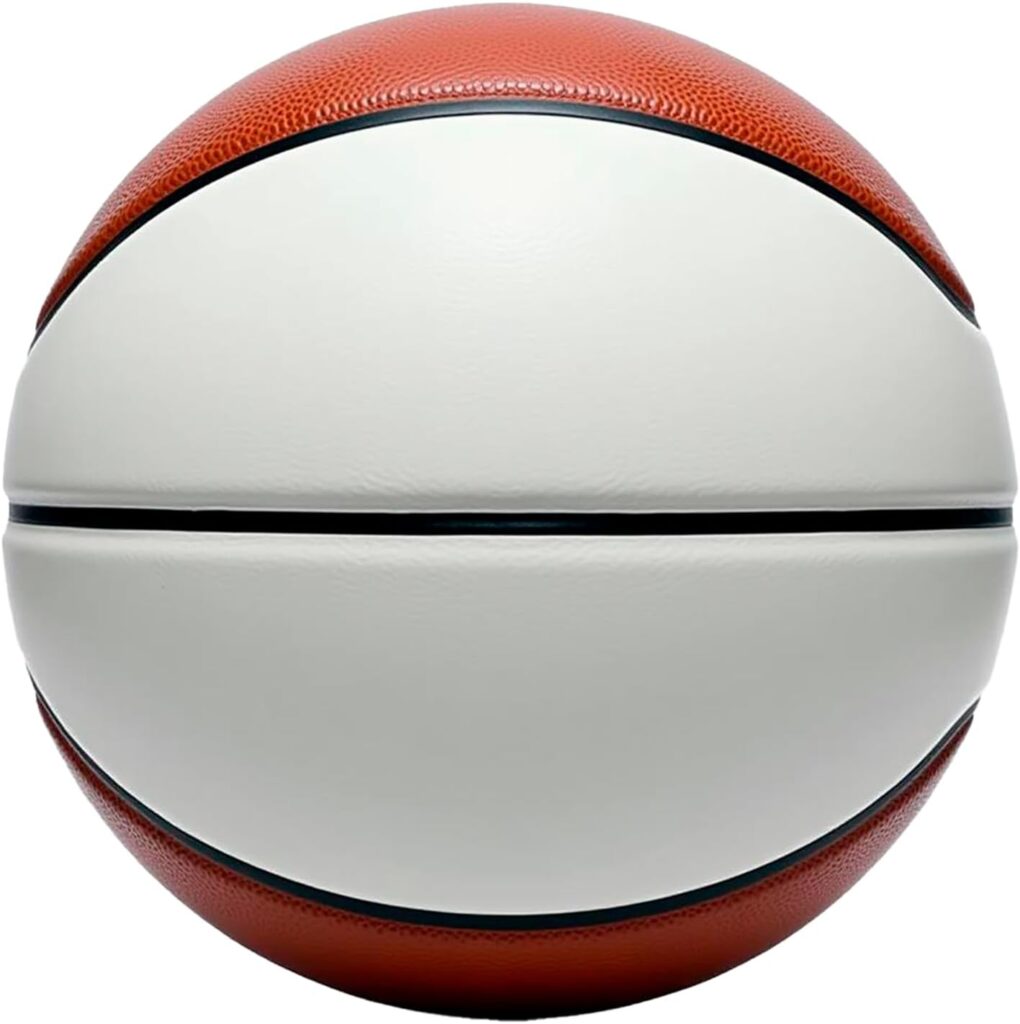 Autograph Blank Regulation Size Basketball | Official Size 7 | Basketball Trophy for Signing with Two Large White and 6 Brown Panels