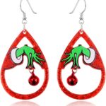 WCRAZYE Christmas Earrings for Women Handmade Christmas Bell Dangle Earring Red Green Xmas Drop Earrings Christmas Glitter Teardrop Dangle Earring New Year Holiday Christmas Jewelry