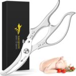 MAD SHARK Heavy Duty Poultry Shears, Kitchen Shears with Non-Slip Handle & Safety Lock, All Purpose Kitchen Scissors for Chicken, Meat Cutting, Turkey, Fish, Vegetables, Spring Loaded, Dishwasher Safe