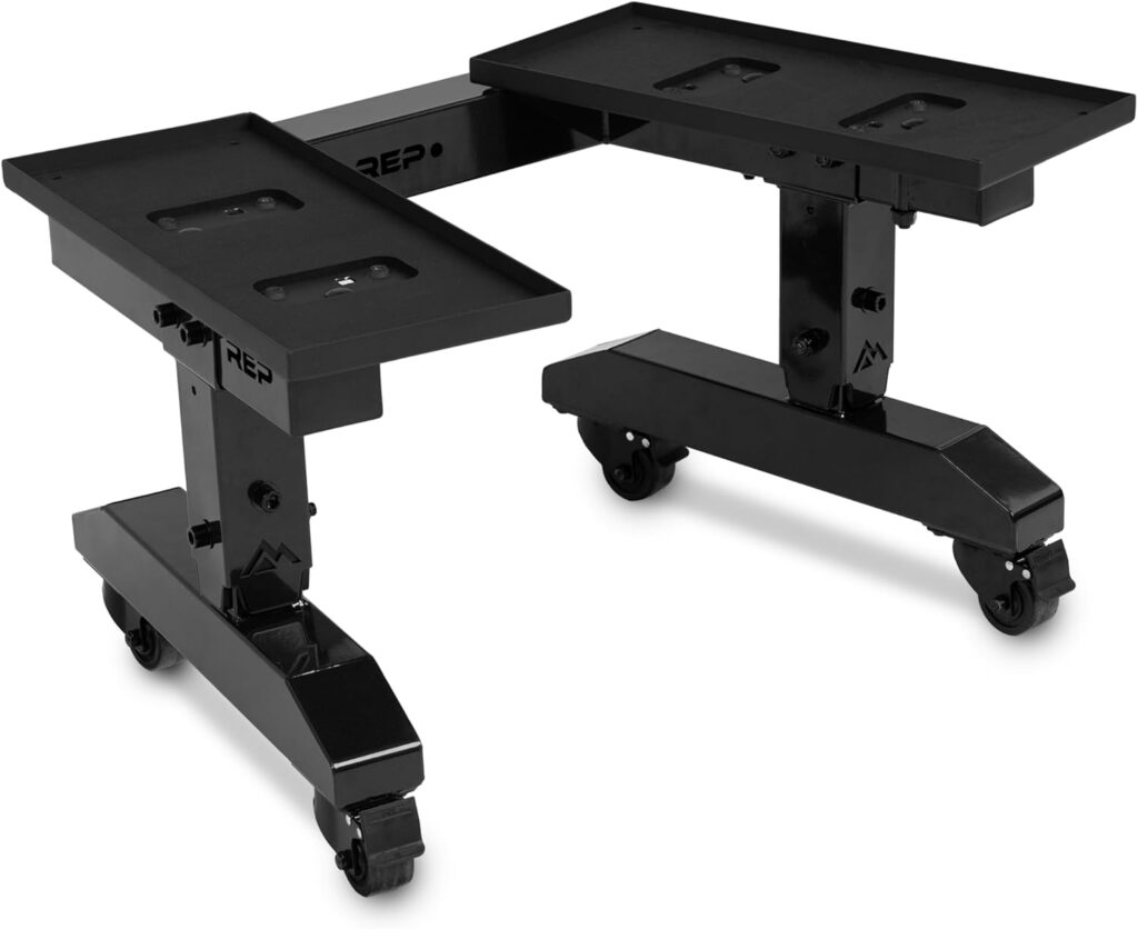 REP Fitness Dumbbell Storage Rack, Compatible with Quickdraw, Adjustable Weight Stand for Dumbbells, Plates, and Barbells, Compact Home Gym Organizer Racking