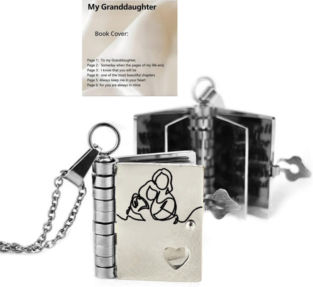 For Daughter – My Incredible Daughter Book Necklace,To My Daughter Necklace from Mom and Dad Openable Multi Layer with 6 Pages of Engraved Information Carries Everlasting Love Pendant Birthday Graduation Jewelry