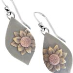 Boho Earrings, Gray Teardrop Earrings, Flower Earrings, Dangle Ethnic Earrings for Women, Handmade Bohemian Trendy Boho Vintage Jewelry