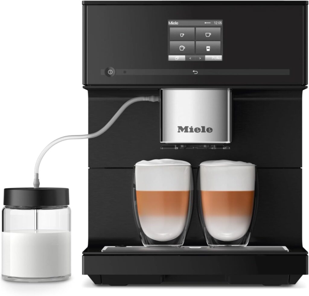 Miele CM 7750 CoffeeSelect Automatic Coffee Machine – OneTouch for Two, AromaticSystem, 10 individual profiles, DoubleShot, CupSensor, WiFi-compatible, automatic descaling, in Obsidian Black