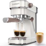 Espresso Machine, Expresso Coffee Machines for Home, 20 Bar Cafetera Espresso with Milk Frother Steam Wand, Compact Small Coffee Maker for Latte and Cappuccino (Pear White, Stainless Steel, Gift)